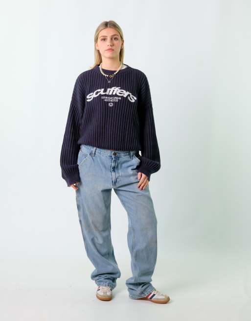 Vintage Full  Blue 32x34 Denim Carpenter Baggy Jeans Blue