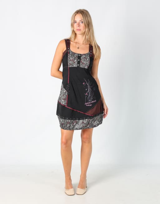 Vintage Funky and Fresh S printed woven midi dress in black