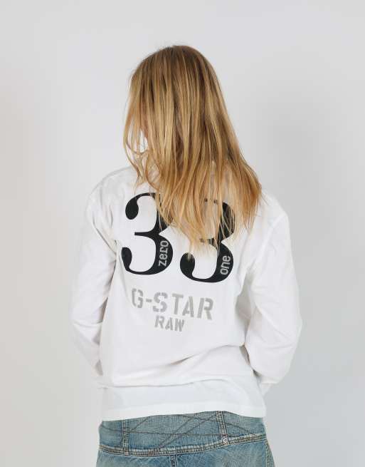 Vintage G-Star M long sleeve top in white, 2 of 4