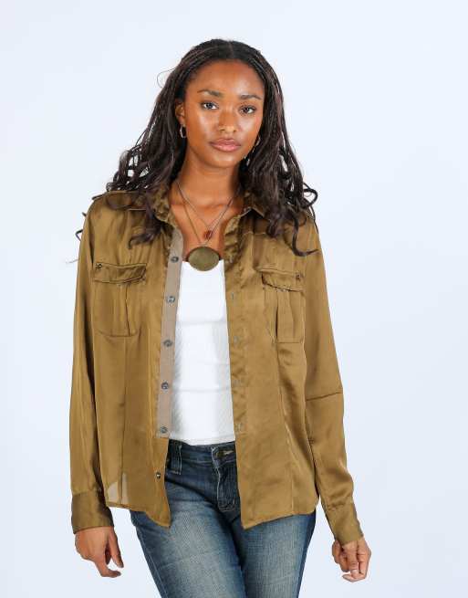 Vintage G-Star M shirt in khaki green, 3 of 4