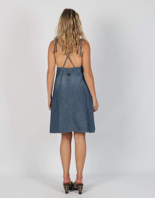 Vintage G-Star S denim midi dress in blue, 3 of 4
