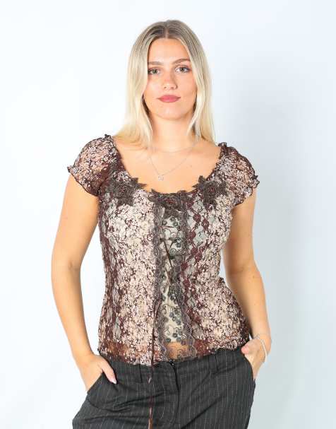 Vintage Galafin M cami in brown - view 1