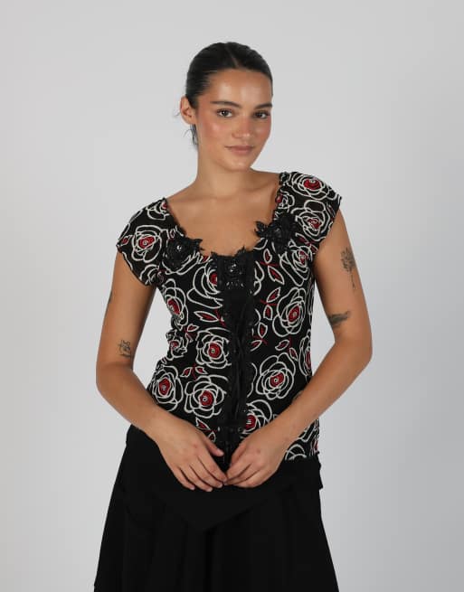 Vintage Galafin S woven top in black