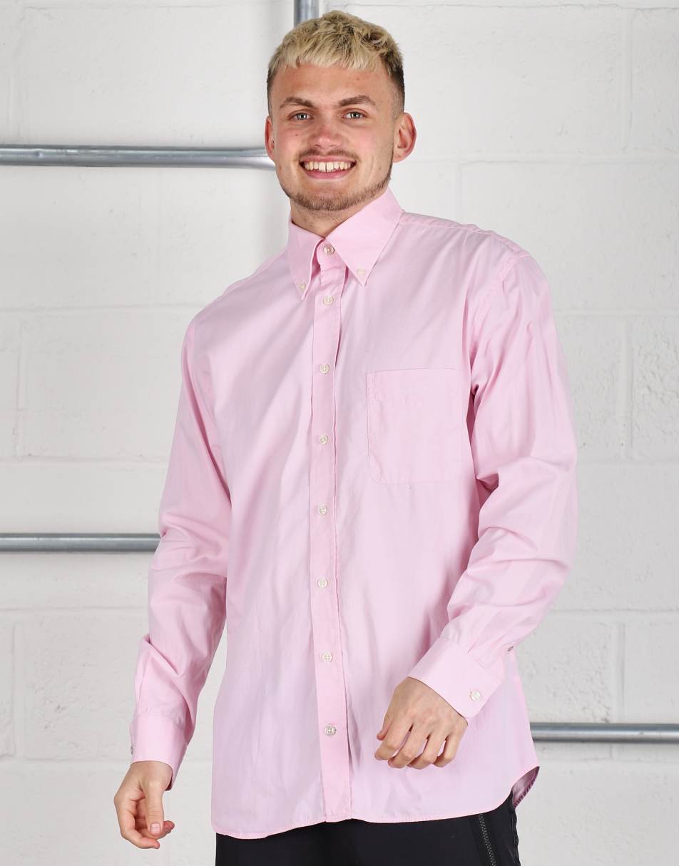 Vintage Gant Size L logo long sleeve light shirt in pink