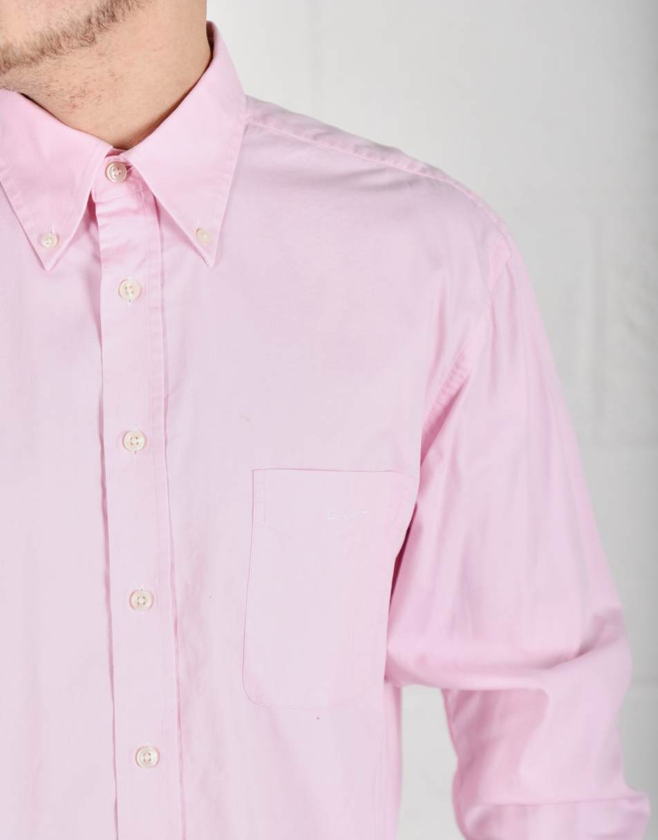 Vintage Gant Size L logo long sleeve light shirt in pink 0