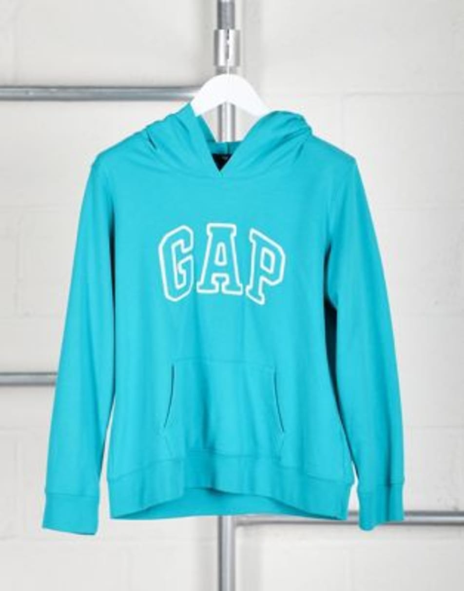 Vintage GAP Size S pullover spell out hoodie in blue