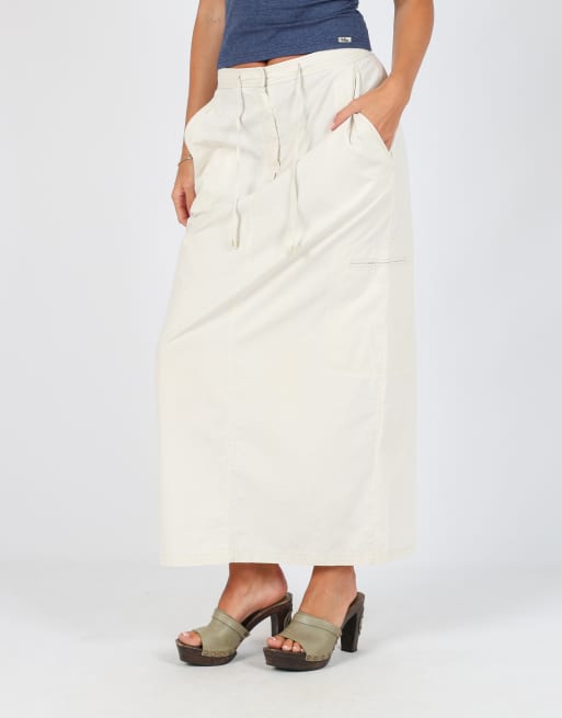 Vintage gardeur XS woven maxi skirt in cream, 2 of 4
