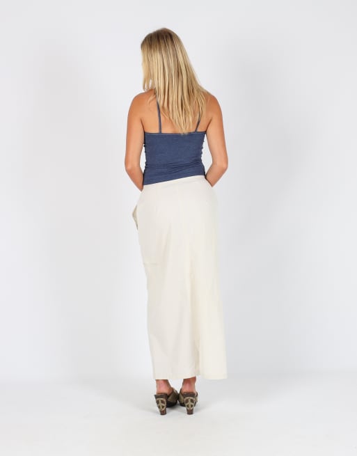 Vintage gardeur XS woven maxi skirt in cream, 3 of 4