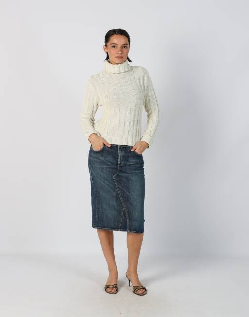 Vintage GAS M denim midi skirt in blue, 1 of 4