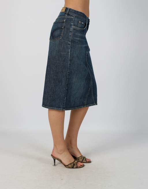 Vintage GAS M denim midi skirt in blue, 2 of 4