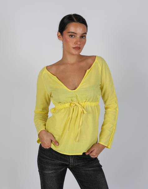 Vintage GAS M long sleeve top in yellow - view 1