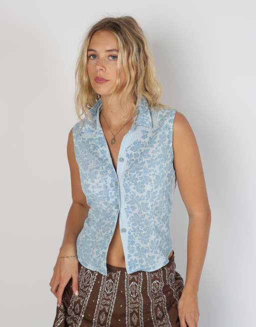 Vintage GAS S blouse in light blue