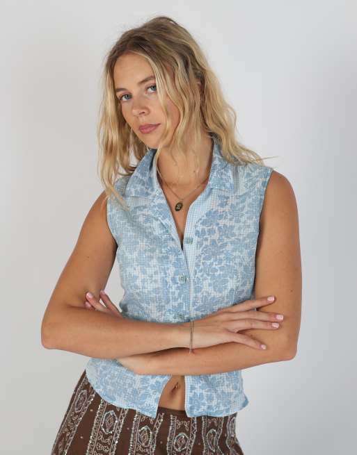 Vintage GAS S blouse in light blue, 3 of 4
