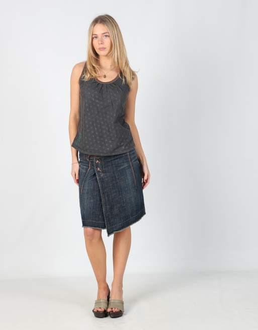 Vintage GAS S denim midi skirt in blue