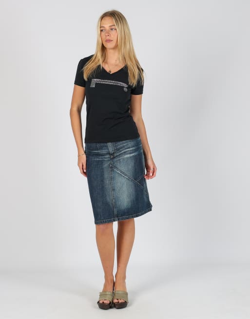 Vintage GAS S denim midi skirt in blue