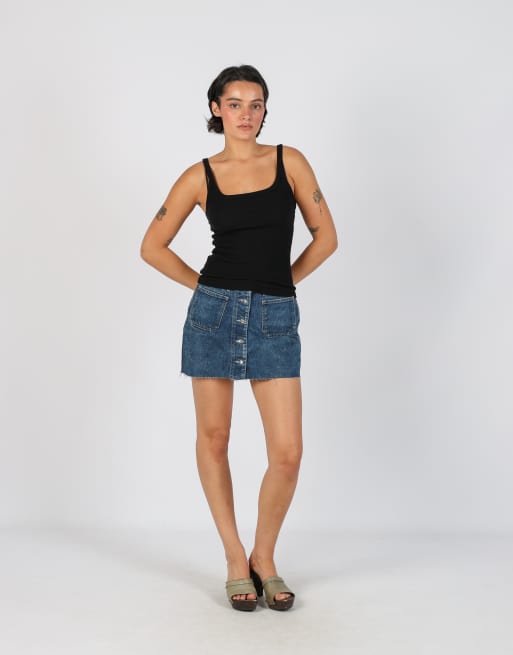 Vintage GAS S denim mini skirt in blue, 1 of 4