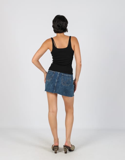 Vintage GAS S denim mini skirt in blue, 3 of 4