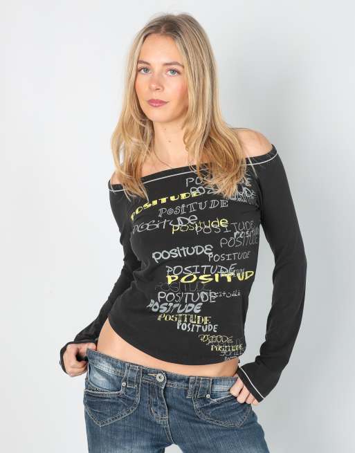 Vintage GAS S long sleeve top in black