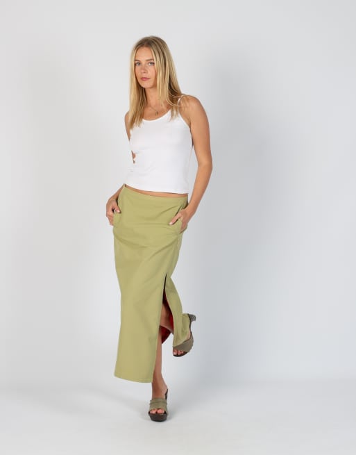 Vintage GAS S woven maxi skirt in light green