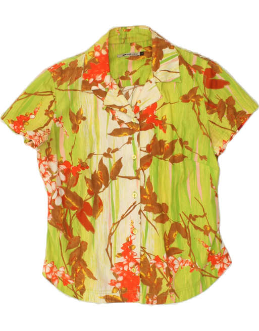 Vintage Gas Size L Floral Short Sleeve Shirt in Green