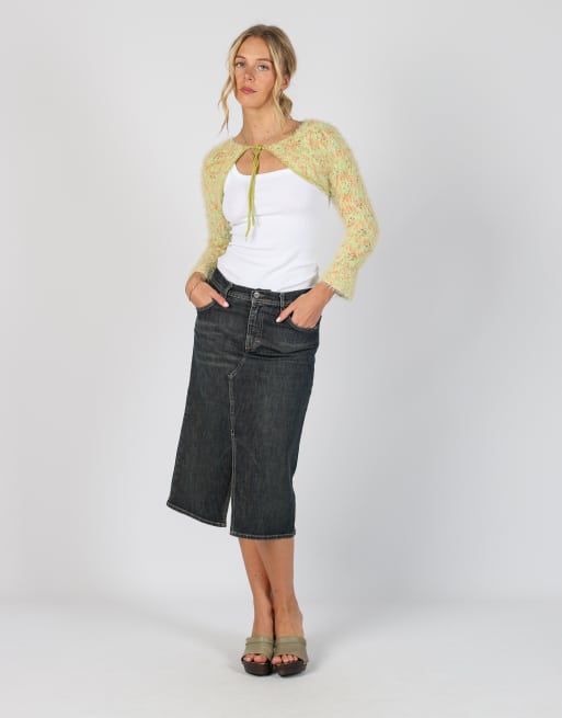 Vintage GAS XS denim midi skirt in blue