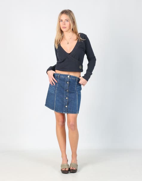 Vintage GAS XS denim mini skirt in blue - view 1