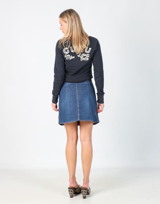 Vintage GAS XS denim mini skirt in blue, 3 of 4