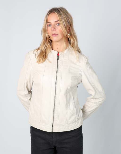Vintage GDOS S leather jacket in cream