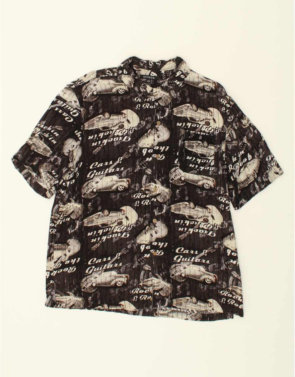Vintage George Size L Pattern Short Sleeve Shirt in Black
