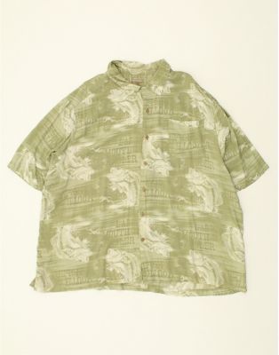 Vintage George Size XL Pattern Short Sleeve Shirt in Green