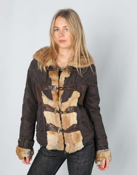 Vintage Georgia & Johns M shearling coat in brown - view 1