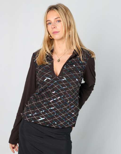 Vintage Georgia S blouse in brown