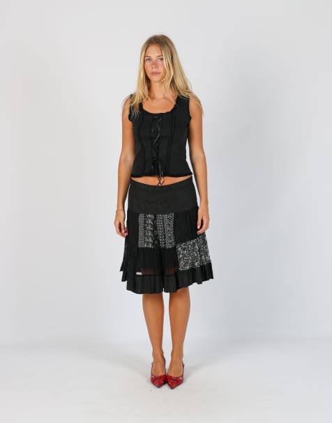 Vintage Germano Zama XS woven skirt in black - view 1