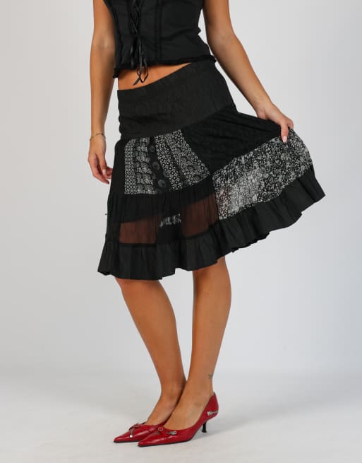 Vintage Germano Zama XS woven skirt in black, 2 of 4