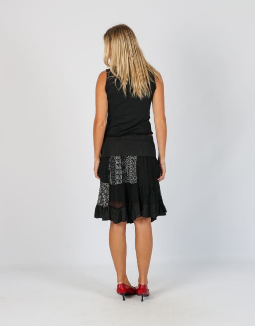 Vintage Germano Zama XS woven skirt in black, 3 of 4