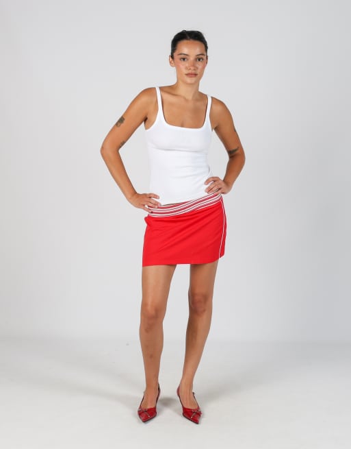Vintage G&G Jeans S woven mini skirt in red