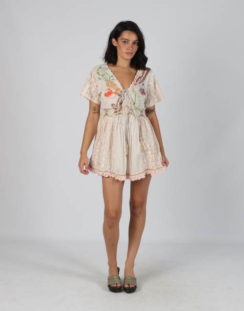 Vintage Giacamo Cingue L woven mini dress in beige - view 1