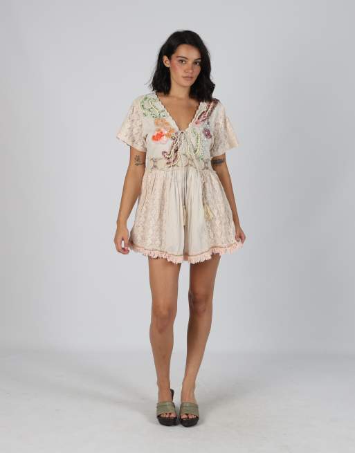 Vintage Giacamo Cingue L woven mini dress in beige