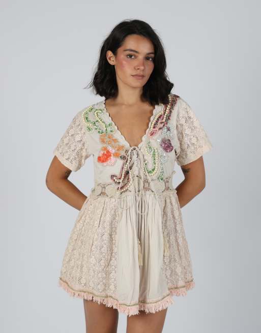 Vintage Giacamo Cingue L woven mini dress in beige, 2 of 4