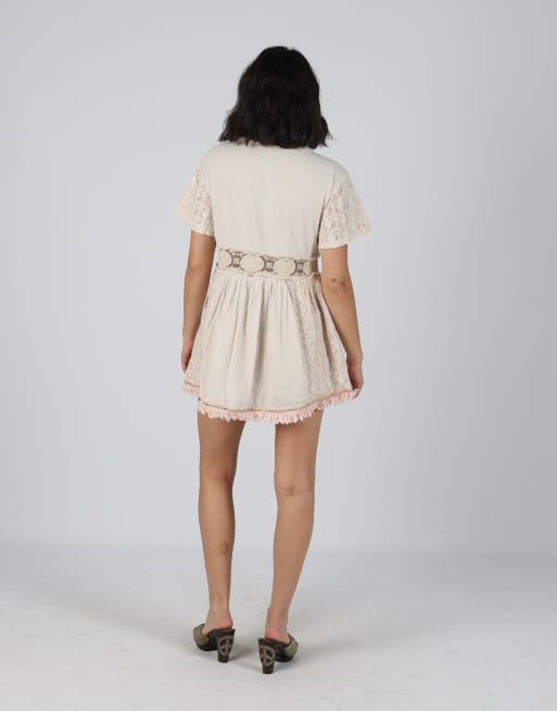 Vintage Giacamo Cingue L woven mini dress in beige, 3 of 4
