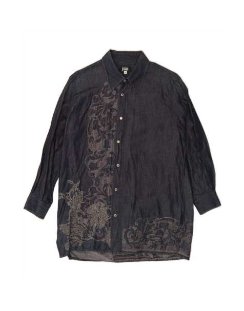 Vintage Gianfranco Ferre Denim Dress UK 14 Medium In Blue Floral - view 1