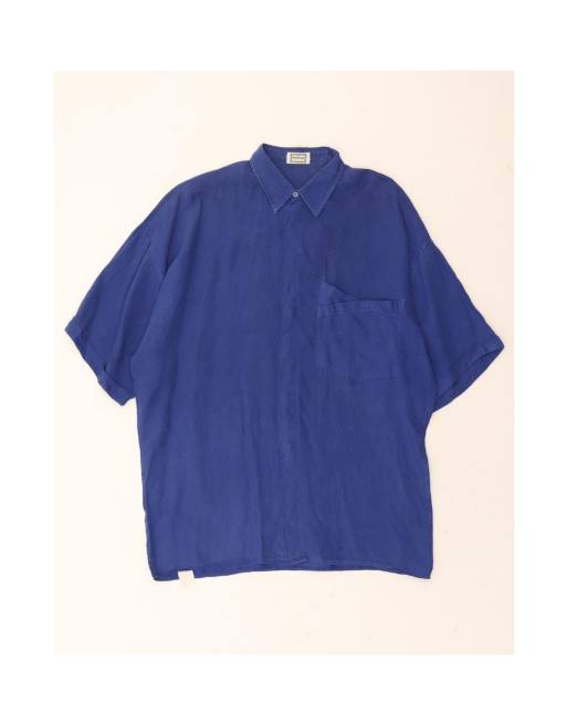 Vintage Gianni Versace Short Sleeve Shirt Medium In Blue