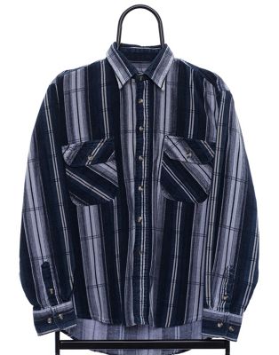 Vintage Gifts Royal Size M Corduroy Shirt Striped In Navy