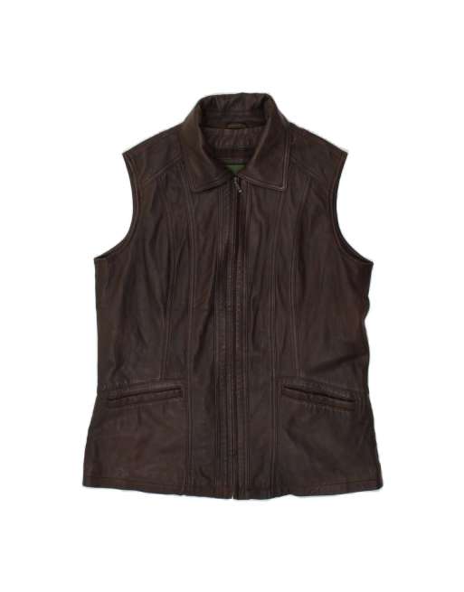 Vintage Gilet UK 14 Medium In Brown