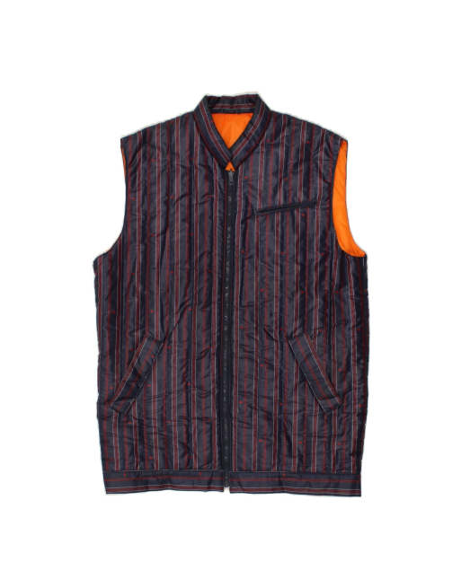Vintage Gilet UK 38 Medium In Blue Striped