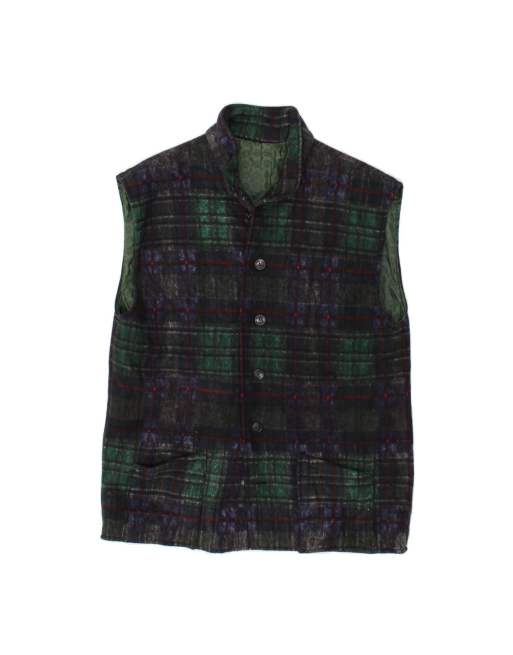 Vintage Gilet UK 40 Large In Green Check