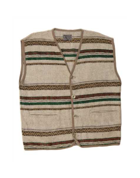 Vintage Gilet UK 40 Large In Grey Fair Isle Wool - view 1