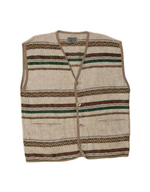 Vintage Gilet UK 40 Large In Grey Fair Isle Wool