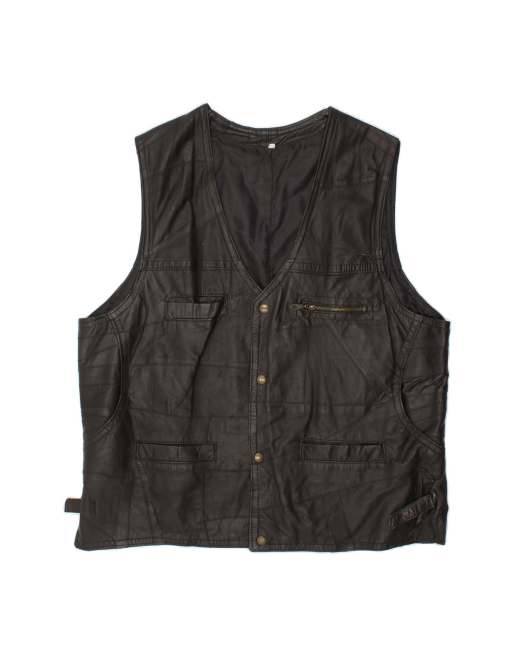 Vintage Gilet UK 44 2XL In Black Patchwork