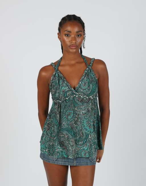 Vintage Gina S cami in dark green, 3 of 4